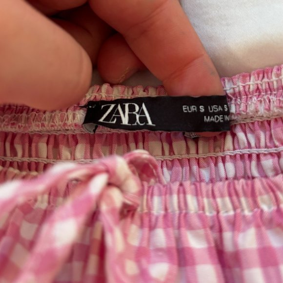 Zara Women's Pink and White Checkered Dress - Picture 4 of 6